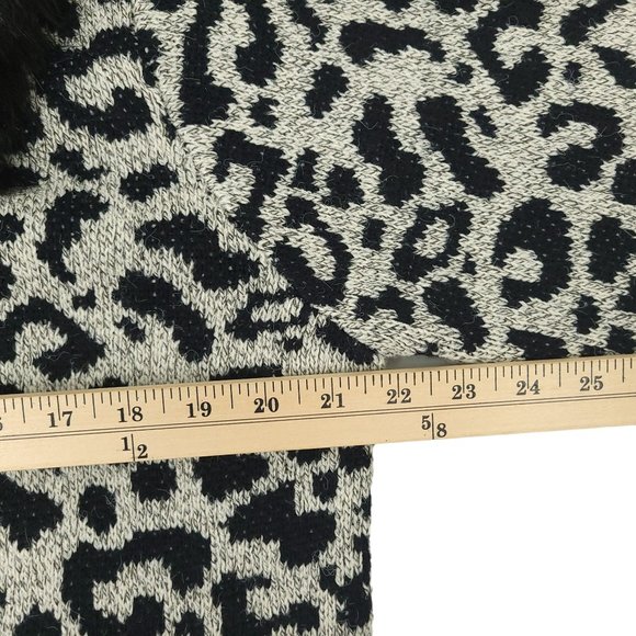 ii Sisters Leopard Print Open Front Long Cardigan Womens M Removable Collar NEW - Picture 3 of 16